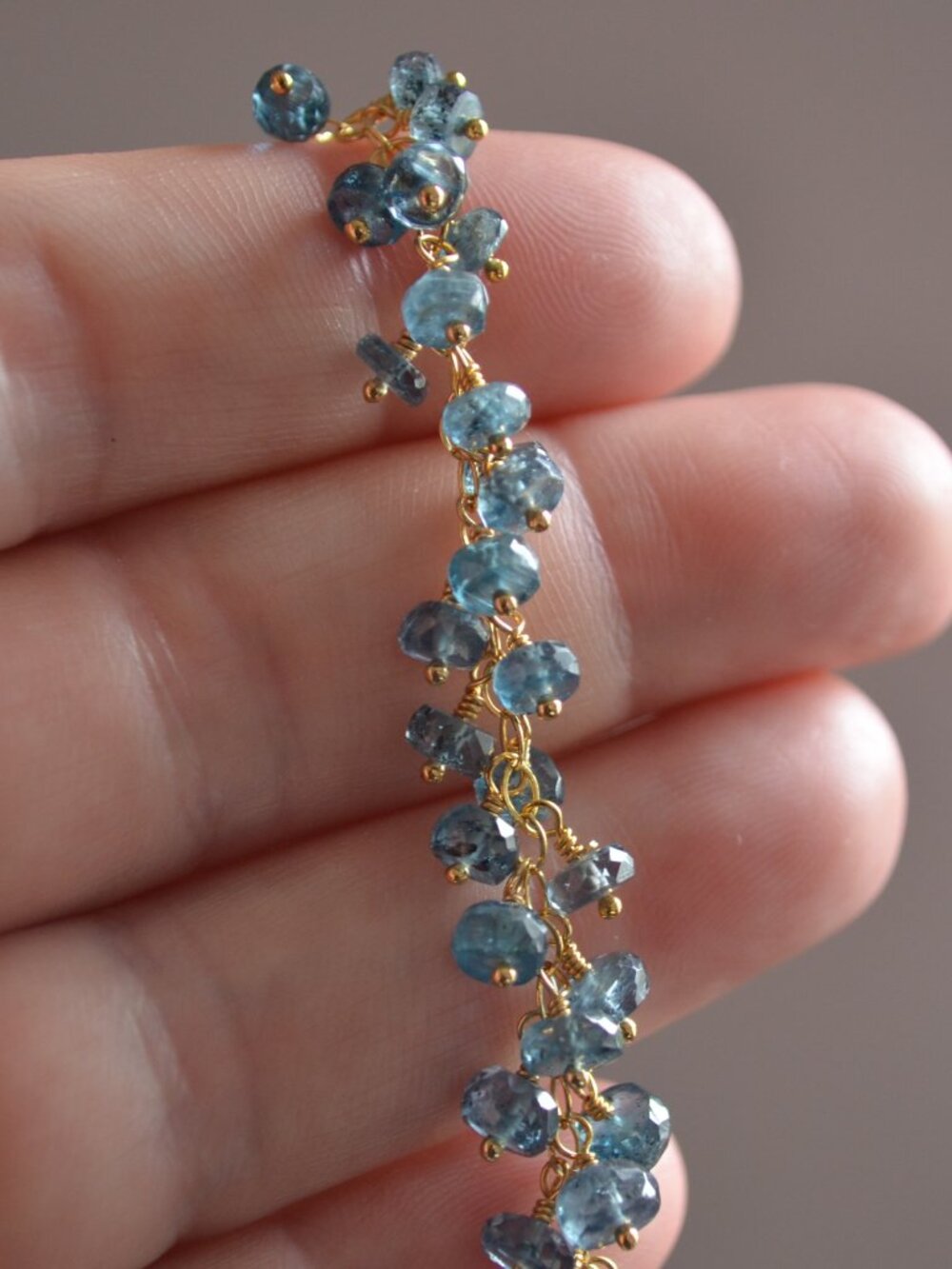 Moss Kyanite Cluster Bracelet - Hand Made in Canada